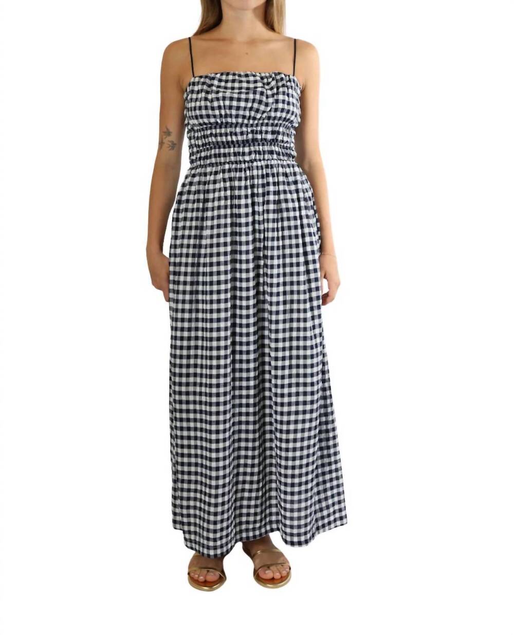 NEW STATESIDE soft gingham dress in new navy
